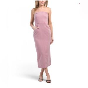 Young Fabulous & Broke Taylor Tube Dress Pink Cosmetic Strapless Midi Size M NWT